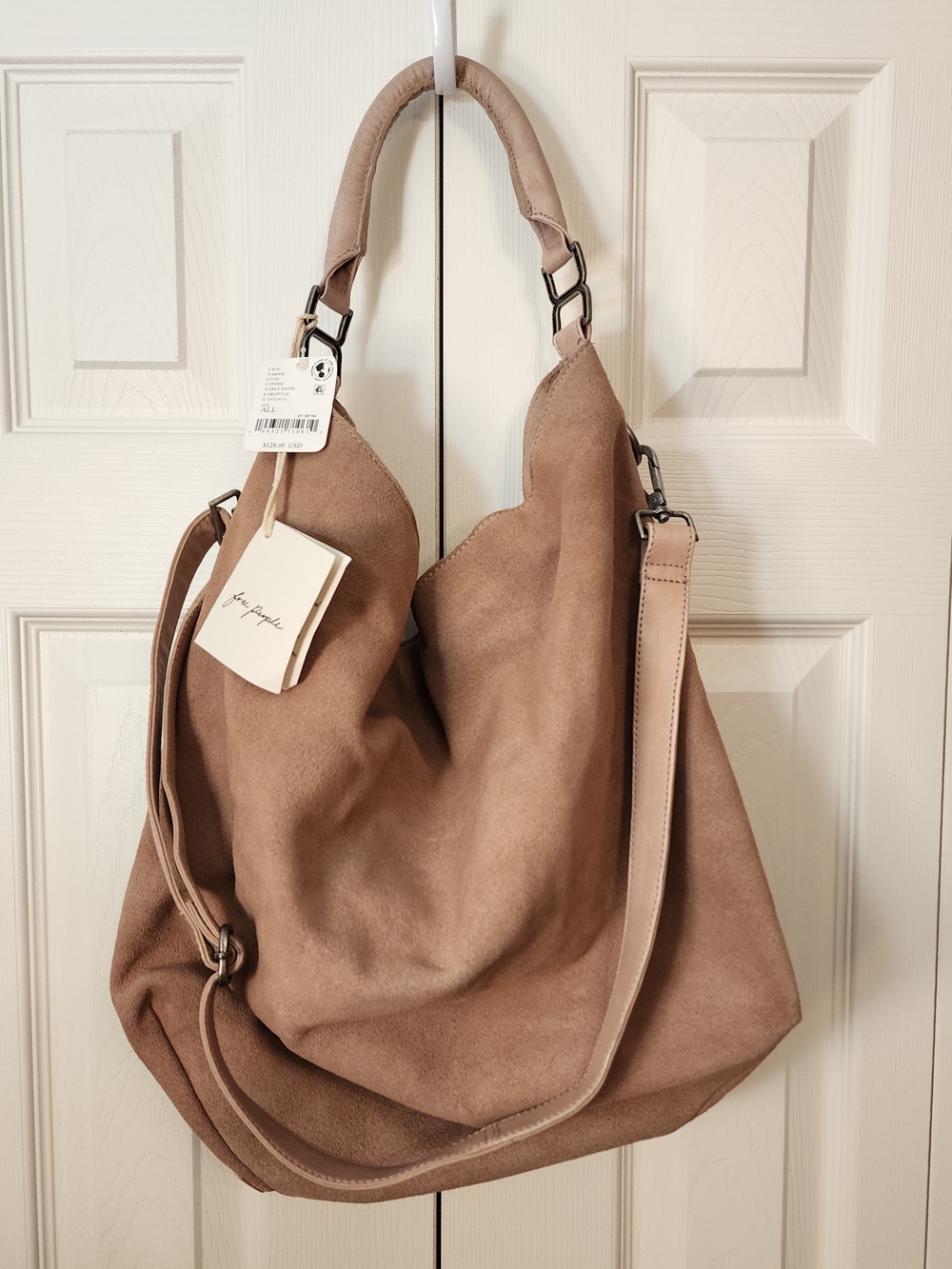 Free People Suzie Suede Slouchy Tote Bag Golden Harvest NWT